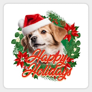 Charimg dog with happy holidays Magnet